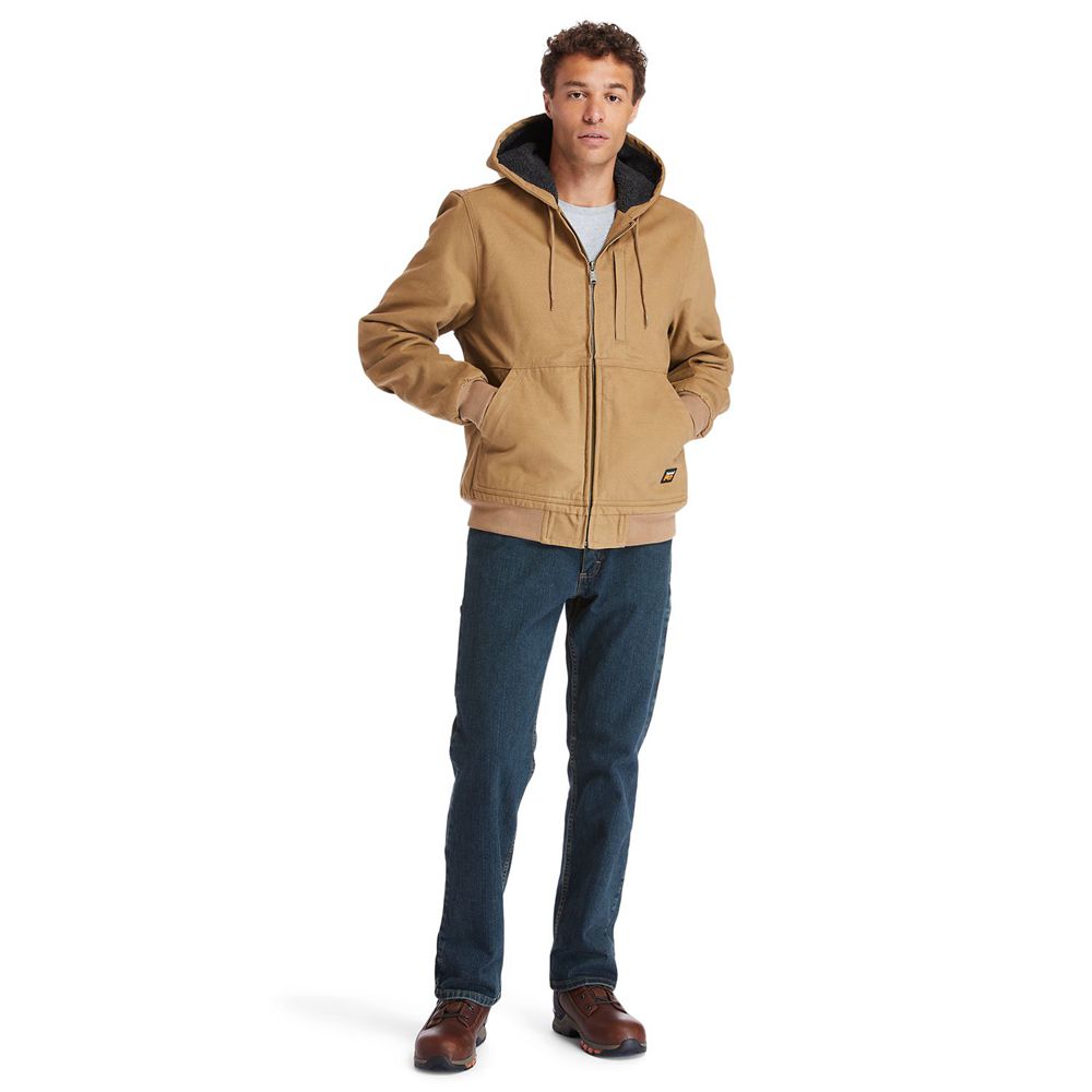 Timberland Mens Jackets PRO® Gritman Lined, Hooded Canvas - Brown - India AU9587423